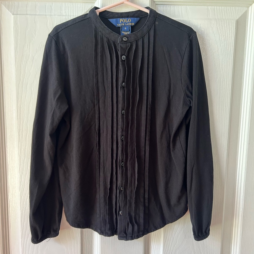 Polo Ralph Lauren Girls button up, lightweight black shirt, 6